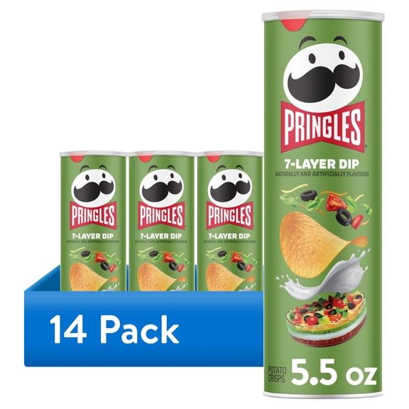 (14 pack) Pringles 7-Layer Dip Potato Crisps Chips, Lunch Snacks, 5.5 oz Canister