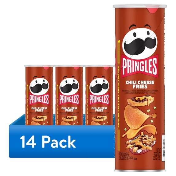 (14 pack) Pringles Chili Cheese Fries Potato Crisps Chips, Lunch Snacks, 5.5 oz Canister