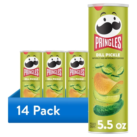 (14 pack) Pringles Dill Pickle Potato Crisps Chips, Lunch Snacks, 5.5 oz Canister