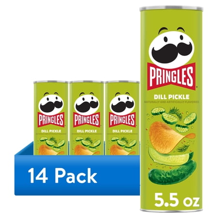 (14 pack) Pringles Dill Pickle Potato Crisps Chips, Lunch Snacks, 5.5 oz Canister