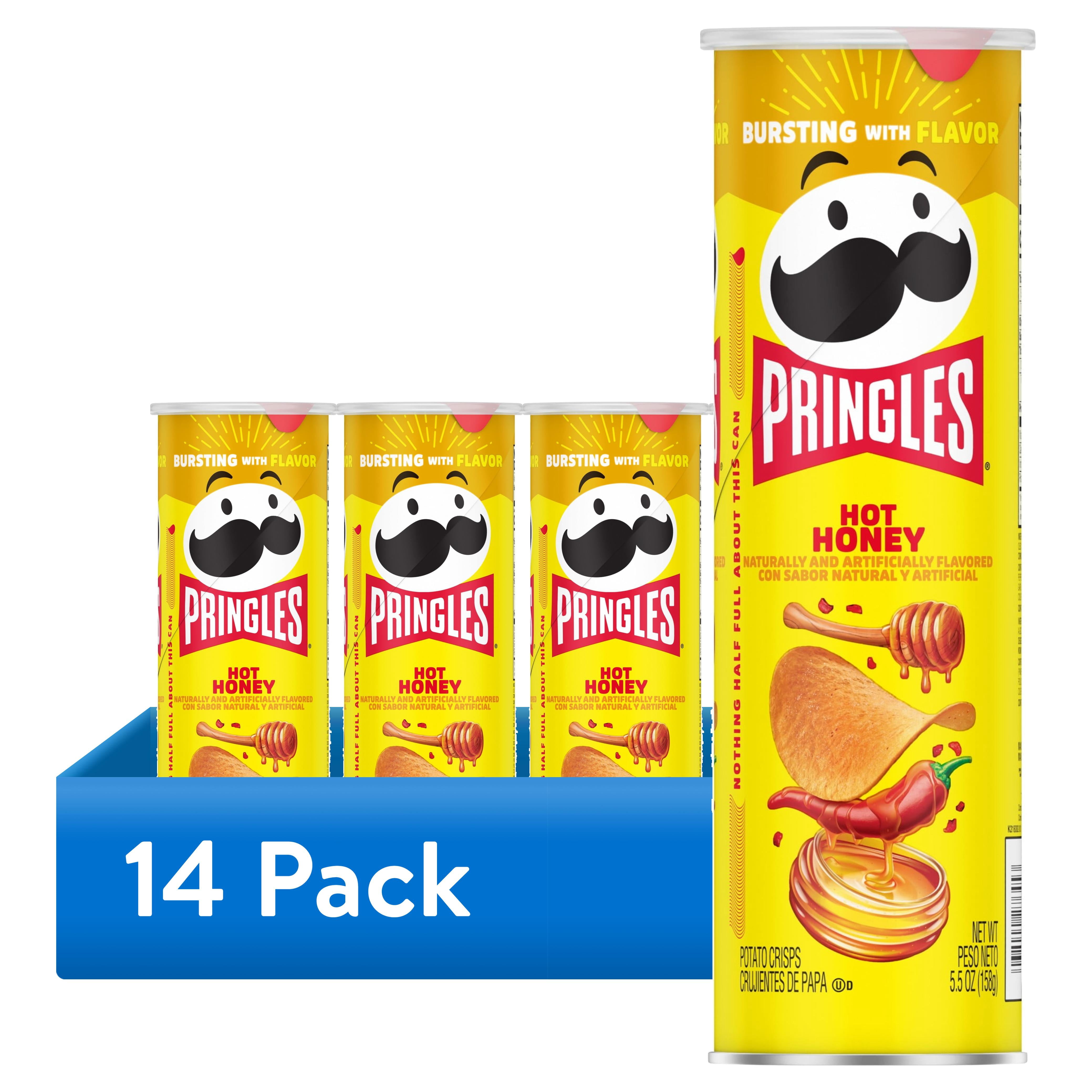 (14 pack) Pringles Hot Honey Potato Crisps Chips, Lunch Snacks, 5.5 oz Canister