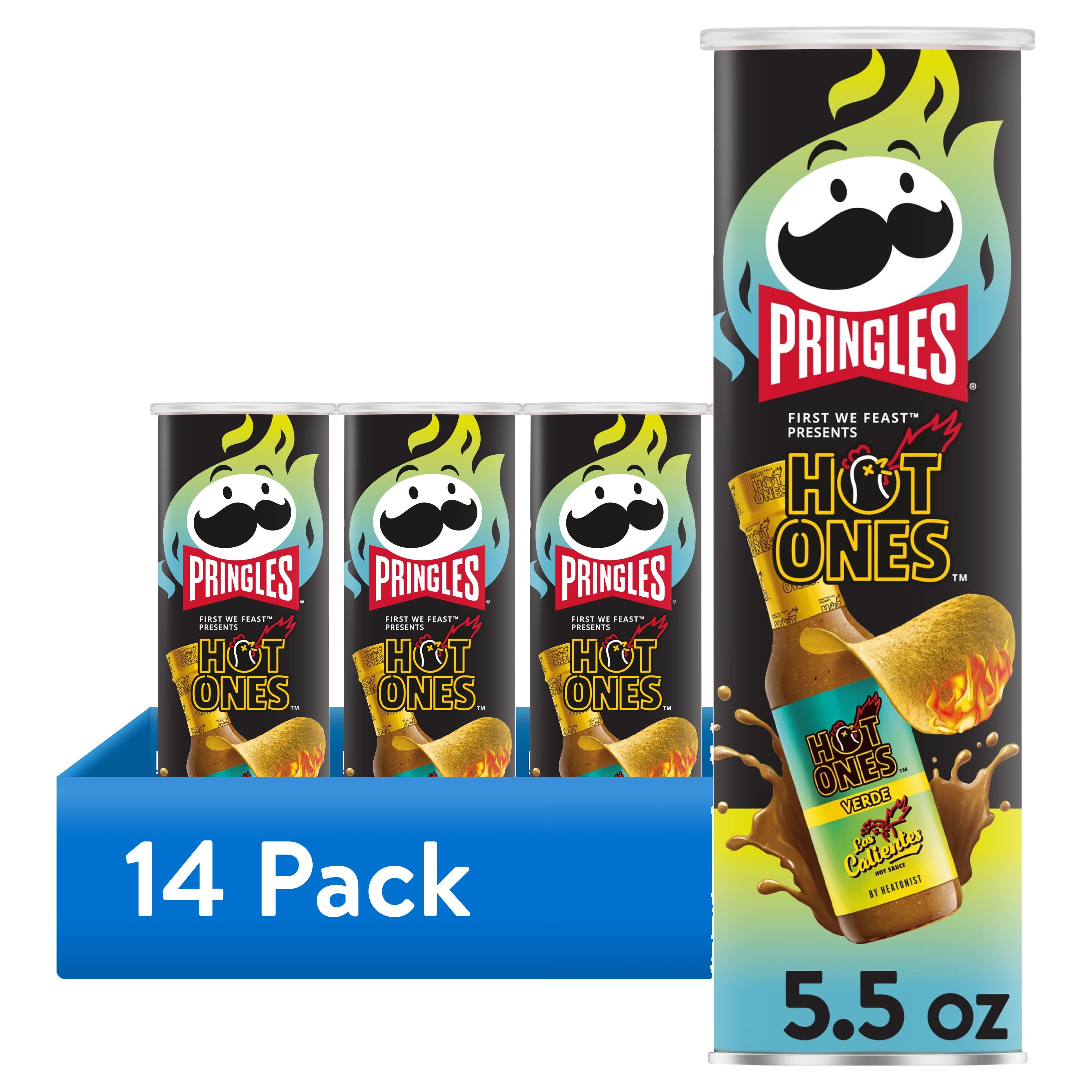 (14 pack) Pringles Hot Ones Verde Potato Crisps Chips, Spicy Snacks, 5.5 oz