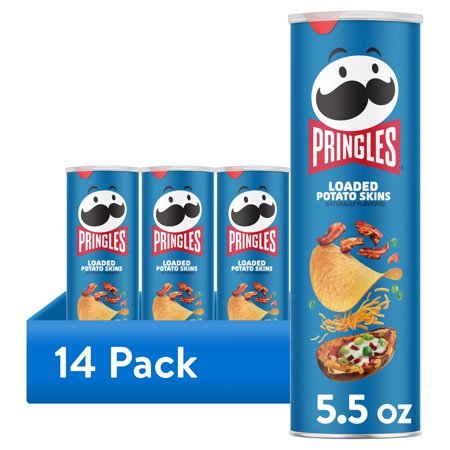 (14 pack) Pringles Loaded Potato Skins Potato Crisps Chips, Lunch Snacks, 5.5 oz Canister