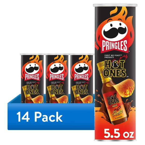 (14 pack) Pringles Rojo Potato Crisps Chips, Lunch Snacks, 5.5 oz Canister