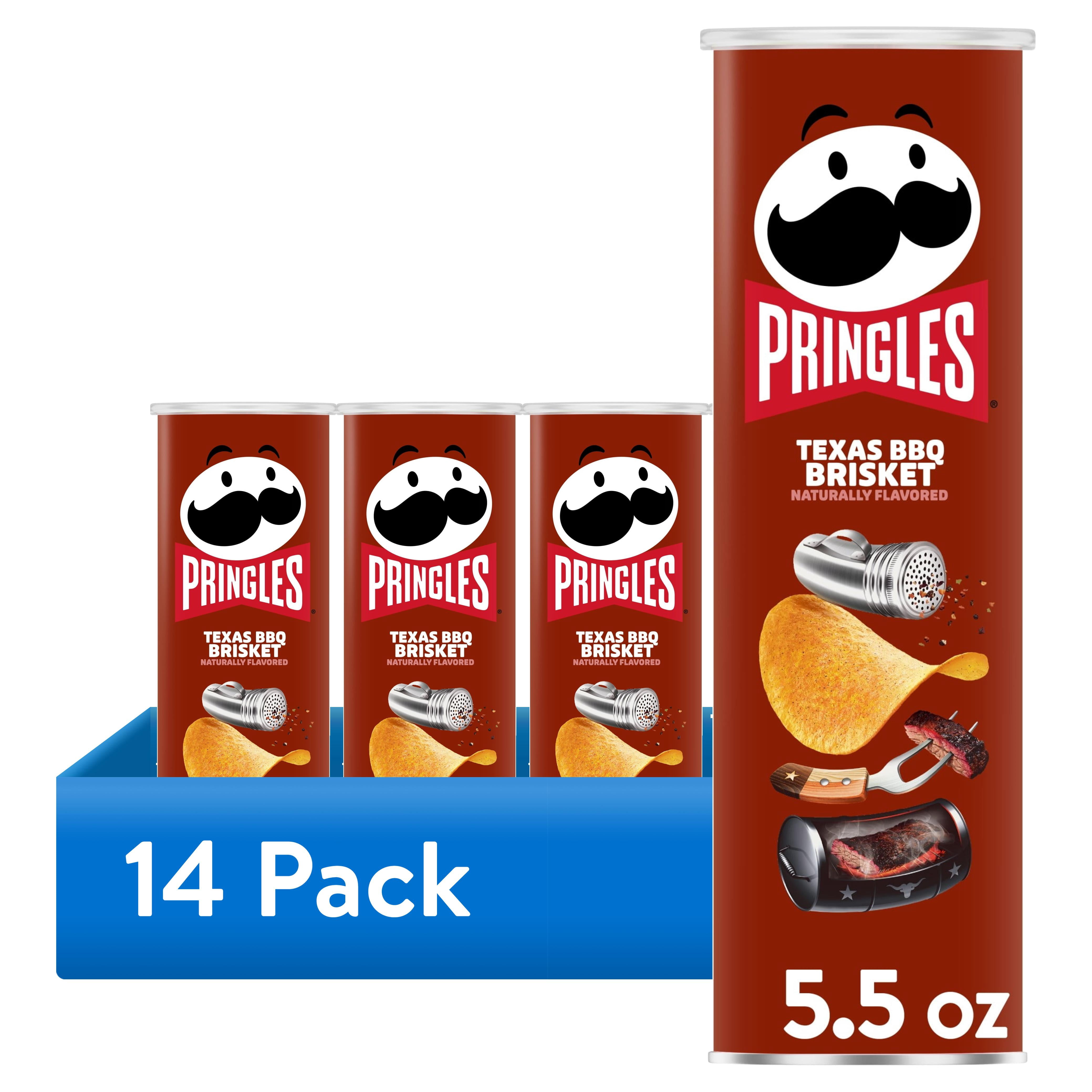 (14 pack) Pringles Texas BBQ Brisket Potato Chips Crisps, Lunch Snacks, 5.5 oz Canister