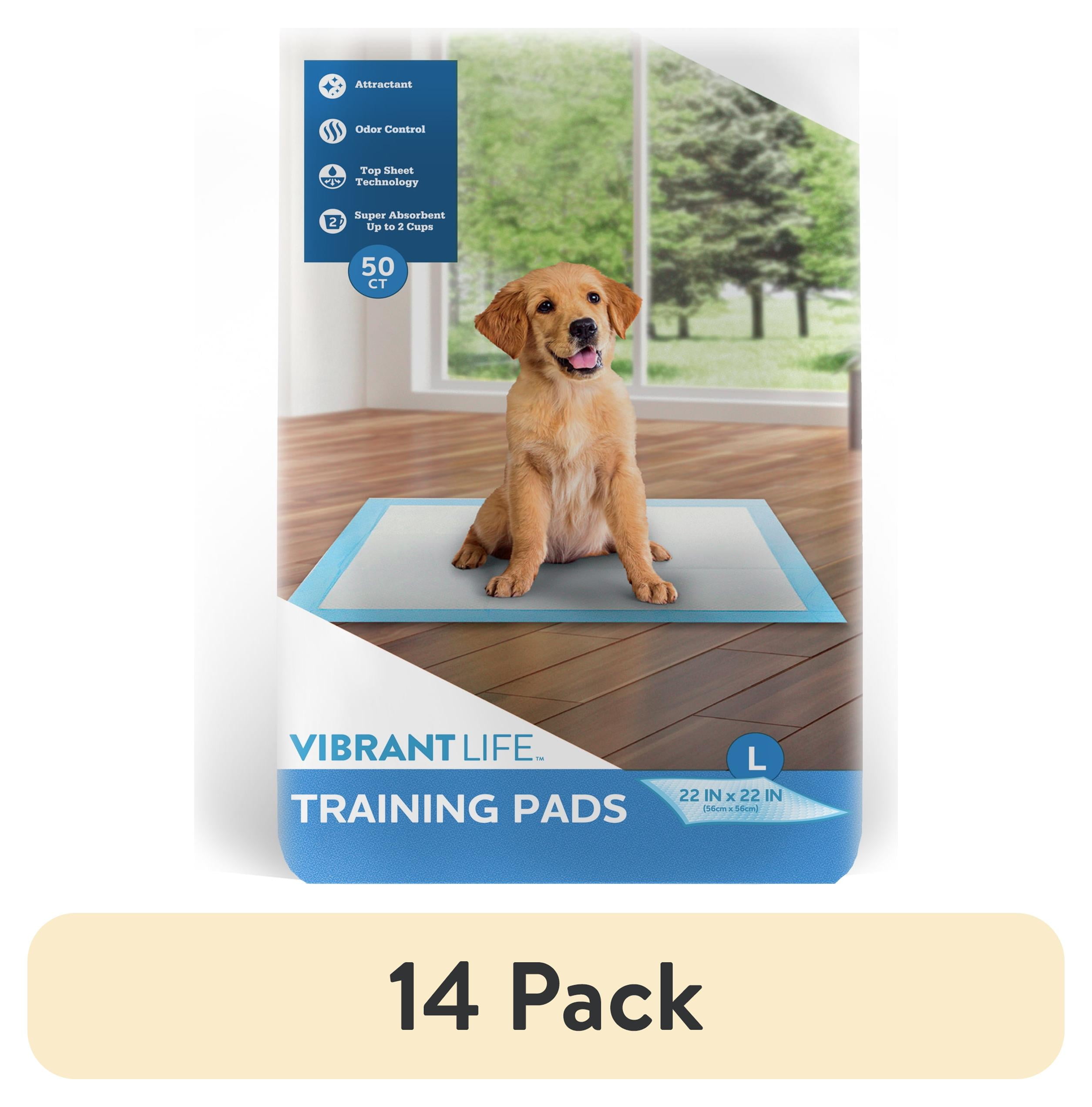 (14 pack) Vibrant Life Large 5-Layer Pet Training Pads, 22” x 22”, 50 Count
