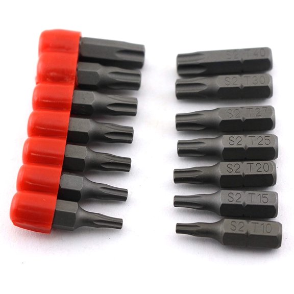 14 pc T10-T40 Torx 6 point Impact Ready 1 Inch Long Screwdriver Insert Bit Set