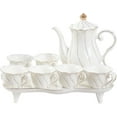 14 pcs Tea Set of 6 with Tray & Spoons, Modern Diamond Design Tea ...