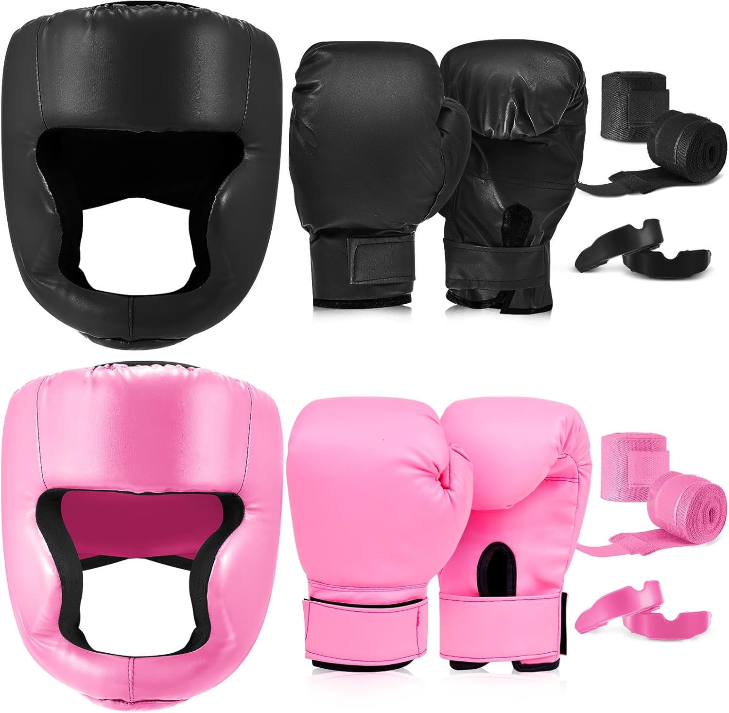 14-piece boxing set includes 2 pairs of 16-ounce (approximately 453.6 grams) boxing gloves, a helmet, and a face mask for adult and youth beginners training equipment
