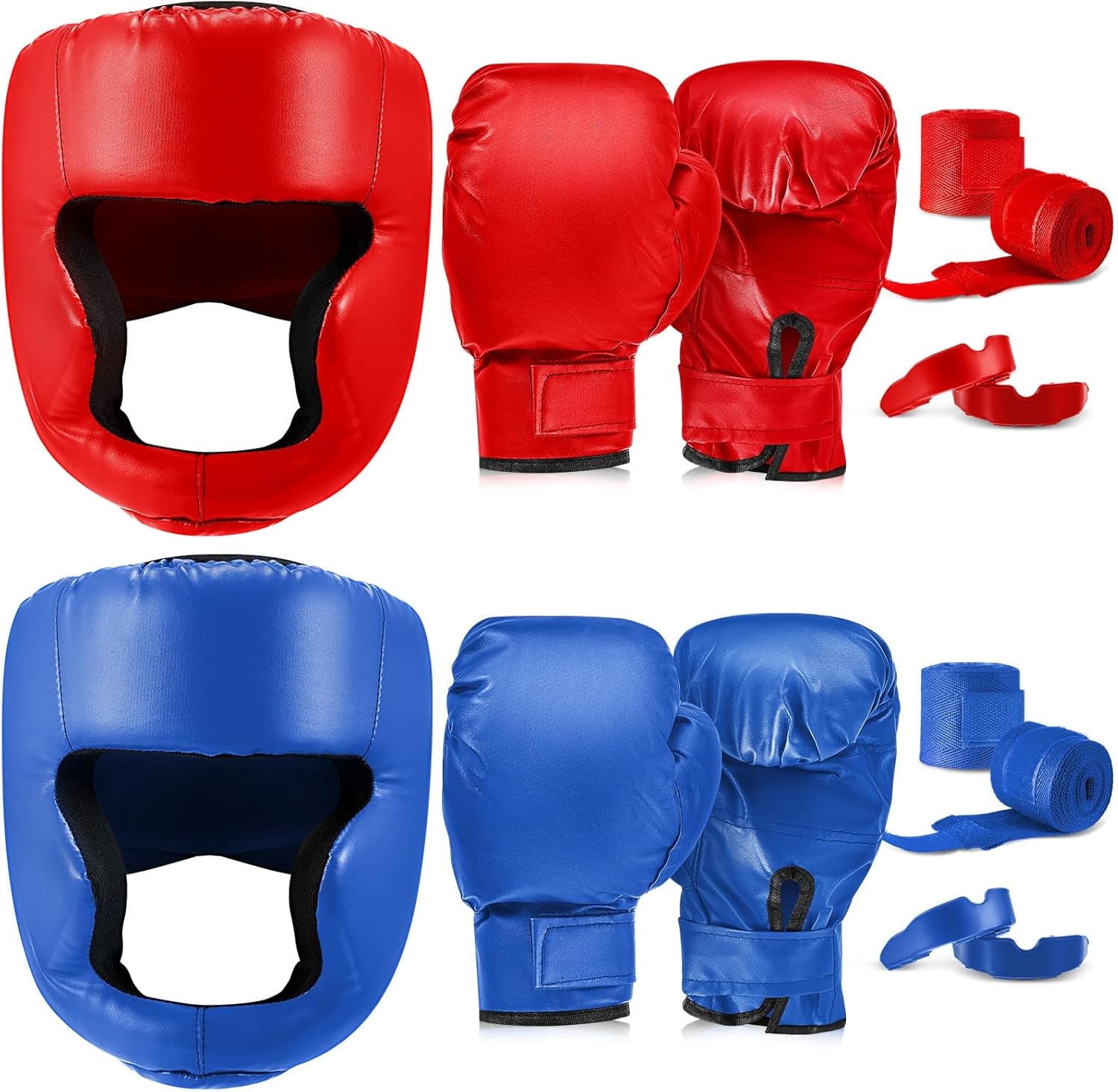 14 Piece Boxing Training Set, 2 Pair 16 Ounce Boxing Gloves, Helmet & Face Mask, Unisex Adult & Youth Beginner Training Gear