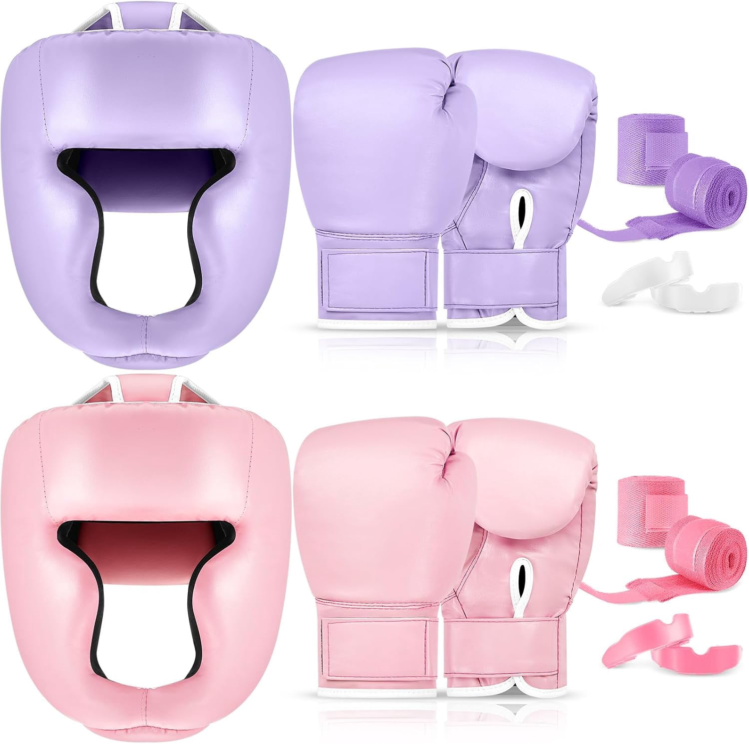 14-piece boxing set includes 2 pairs of 16-ounce (approximately 453.6 grams) boxing gloves, a helmet, and a face mask for adult and youth beginners training equipment
