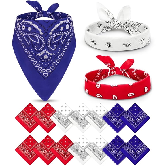 14 pieces Bandanas Paisley Print Novelty Headband Cowboy Headwraps Scarfs Hair Head Bandana for Women Men Boy Girl