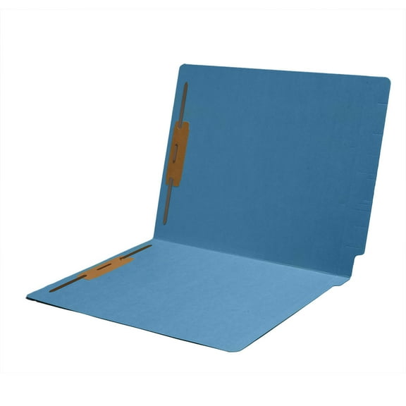 14 pt Color Folders, Full Cut 2-Ply End Tab, Letter Size, 2 Fasteners in Pos #1 & #3, Blue (Box of 50)