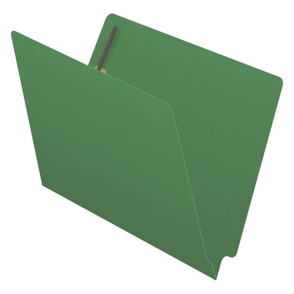 14 pt Color Folders, Full Cut 2-Ply End Tab, Letter Size, 2 Fasteners in Pos #1 & #3, Green (Box of 50)