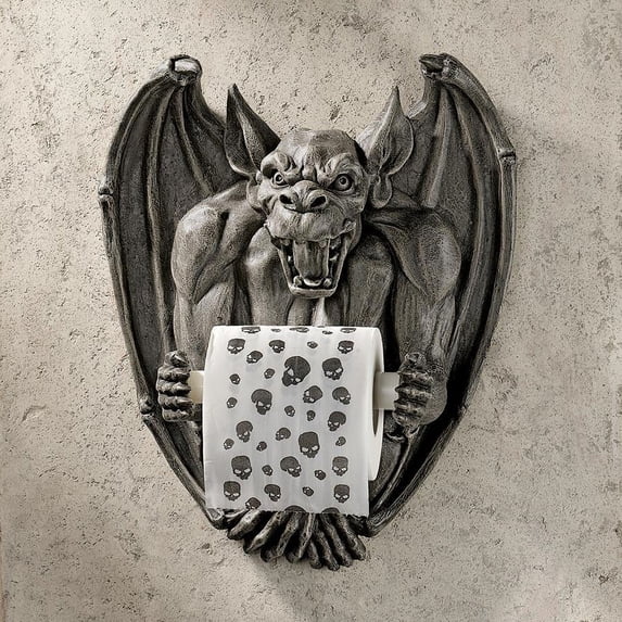 14" Gothic Medieval Gargoyle Statue Sculpture/ Bathroom Tissue Holder