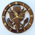 thumbnail image 1 of 14" Wall Clock With Unique Design. Beech Wood, Handcrafted With US Symbols., 1 of 8