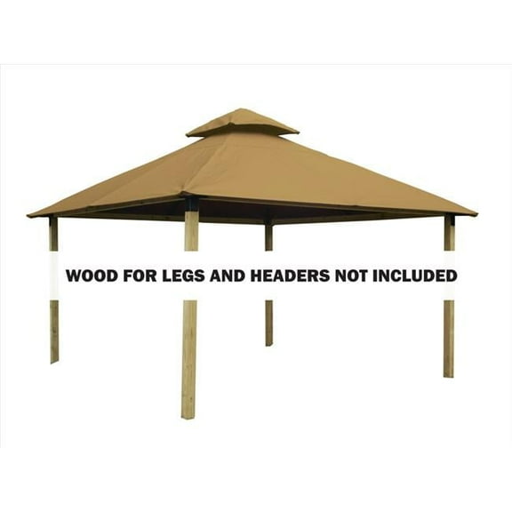 14 sq. ft. Gazebo Roof Framing & Mounting Kit with Khaki Sundura Canopy