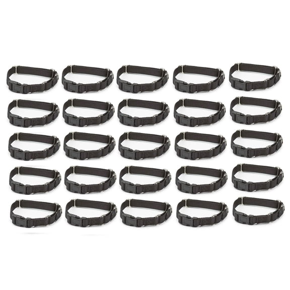 14" to 20" Black Martingale Dog Collar Bulk Packs Shelter Rescue Quick Release (25 Collars)