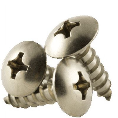 #14 x 1-1/2" Self Tapping Screw, Stainless Steel (18-8), Phillips Truss Head, Type A (inch), (QUANTITY: 500), Type A Point, Truss, Phillips, Fully Threaded