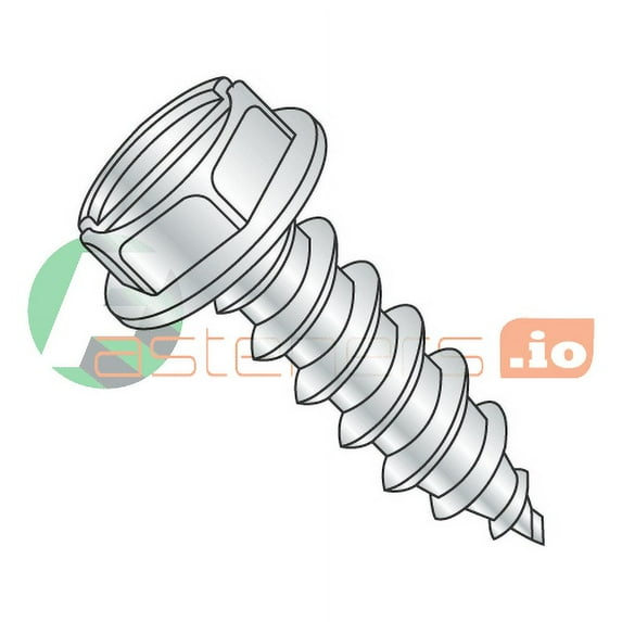 #14 x 1 3/4" Type AB Self-Tapping Screws / Slotted / Hex Washer Head / Steel / Zinc (Quantity: 1,000 pcs)