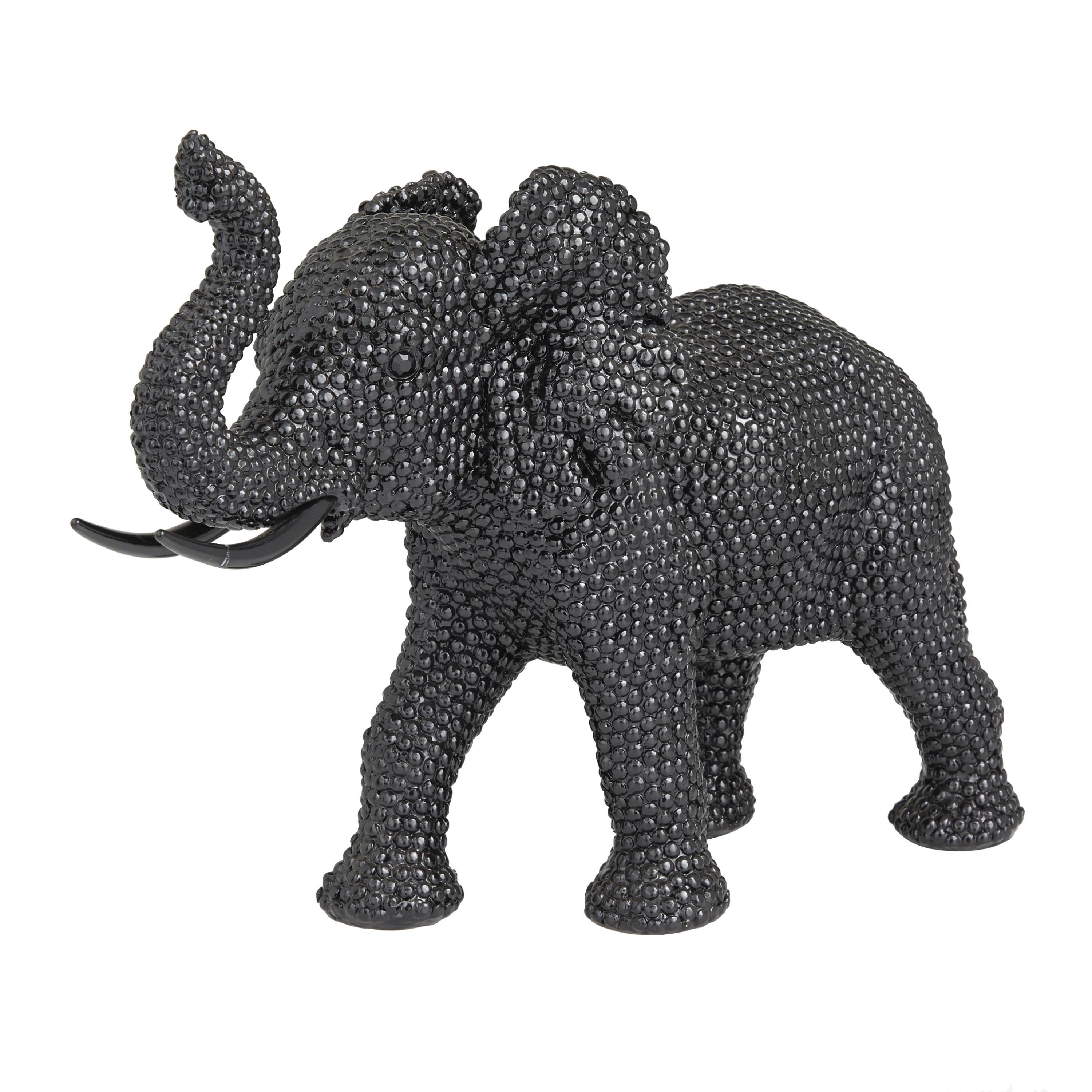 14" x 10" Black Polystone Elephant Sculpture, by DecMode