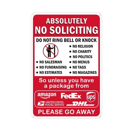 NVAAV 14 x 10 Inches Absolutely No Soliciting Sign for House - Do Not Ring Bell or Knock, Large Work from Home on No Soliciting Metal Go Away Yard Signs for Front Door Home, Sun-Proof, Rust-Free