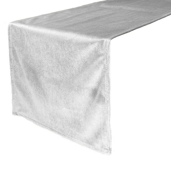 14" x 108" Velvet Table Runner White