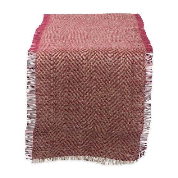14 x 108 in. Chevron Burlap Table Runner - Barn Red