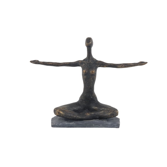 14" x 11" Brass Polystone Yoga Sculpture, by DecMode