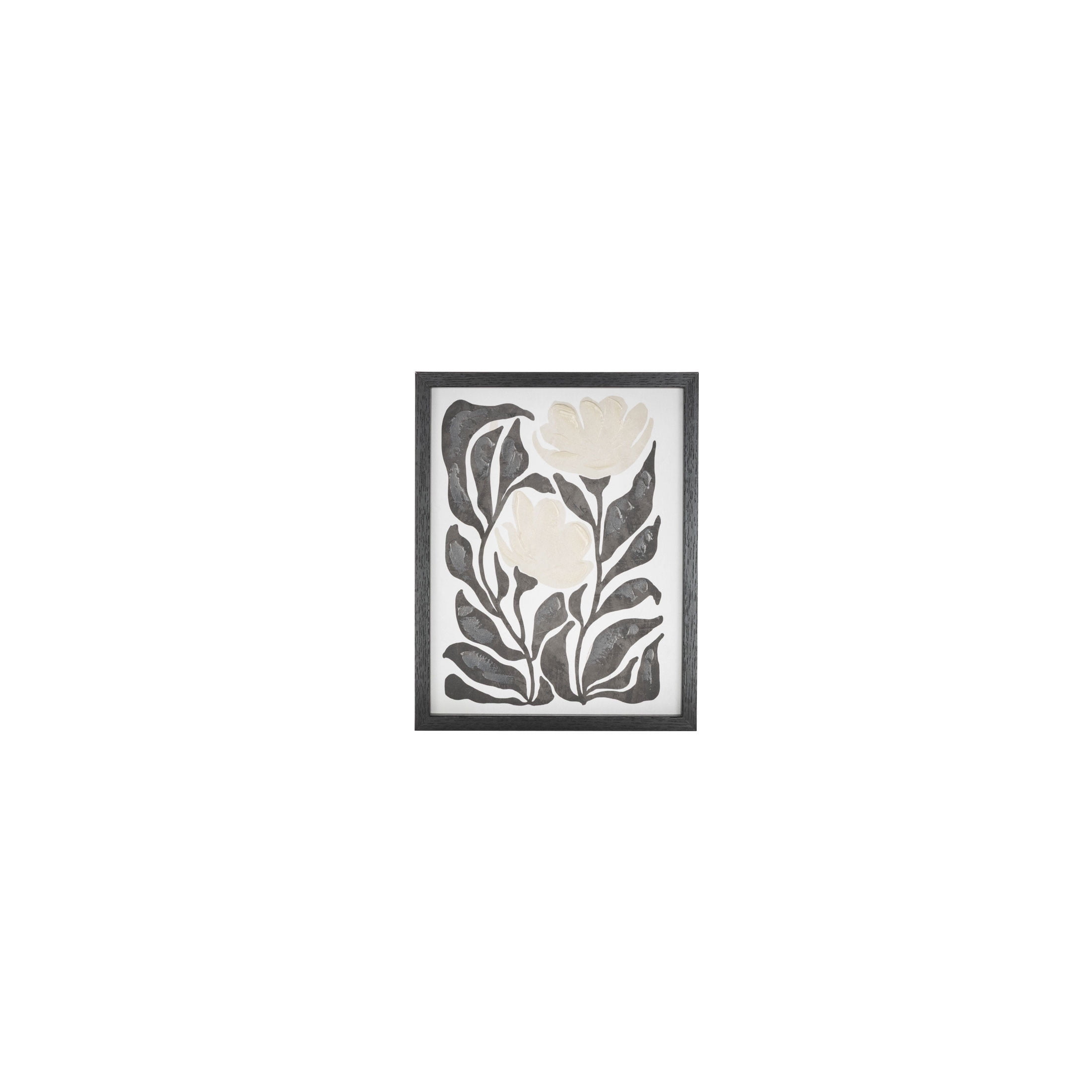 14" x 11" Floral Framed Wall Art with Black Stems and Leaves, by DecMode