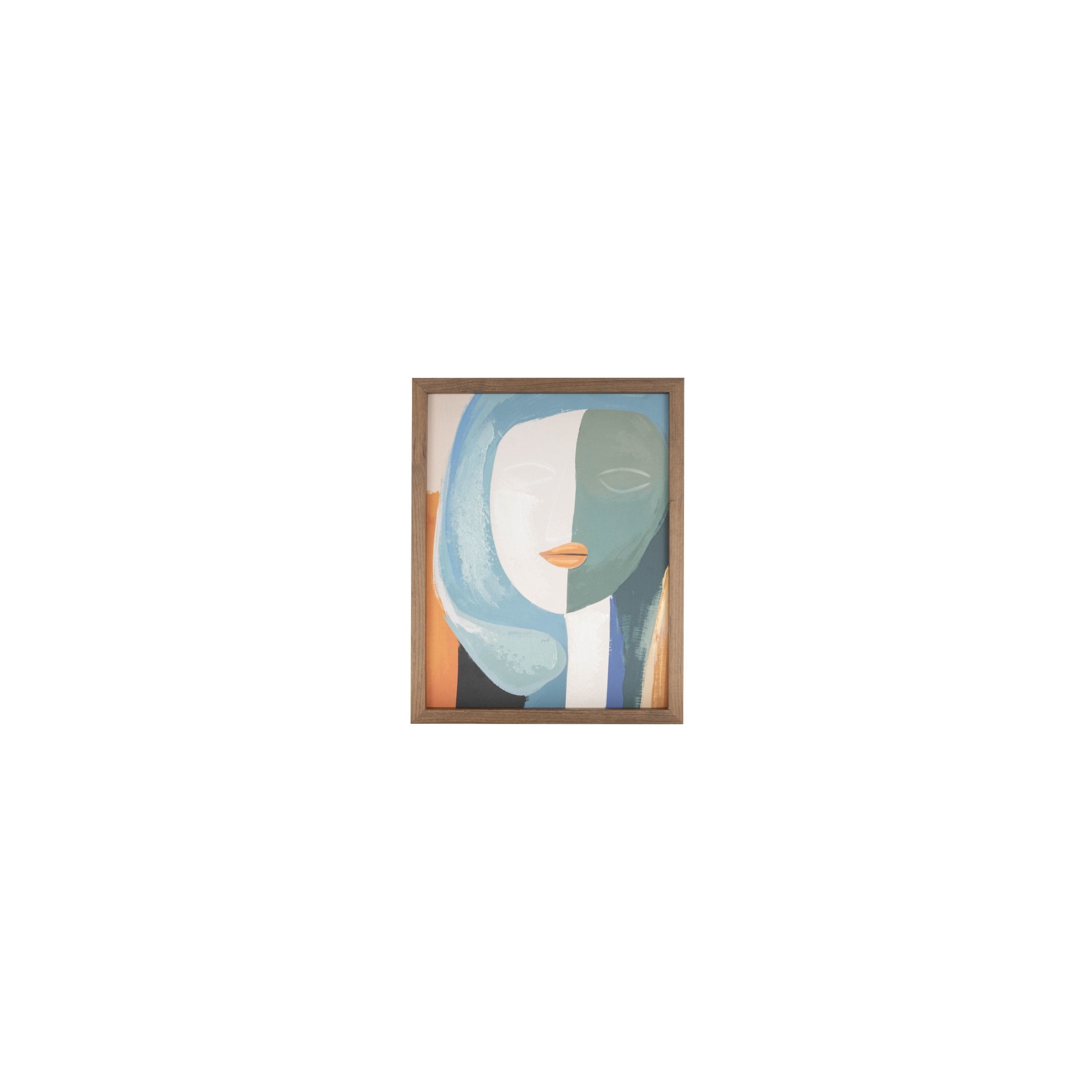 14" x 11" Impressionist Woman Framed Wall Art with Brushed Paint Strokes and Brown Frame, by DecMode