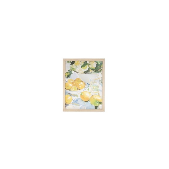 14" x 11" Lemon Fruit Framed Wall Art with Light Brown Frame, by DecMode