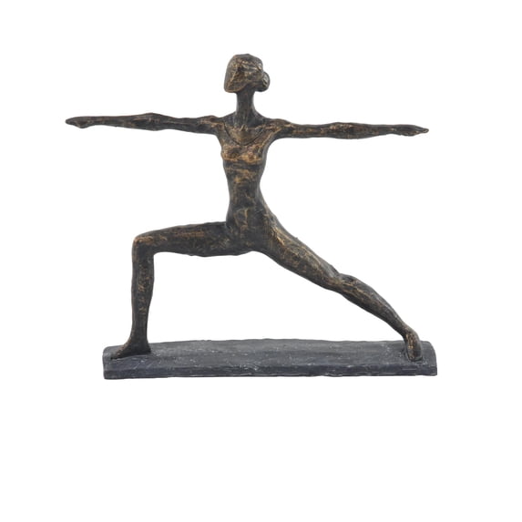 14" x 12" Brass Polystone Yoga Sculpture, by DecMode