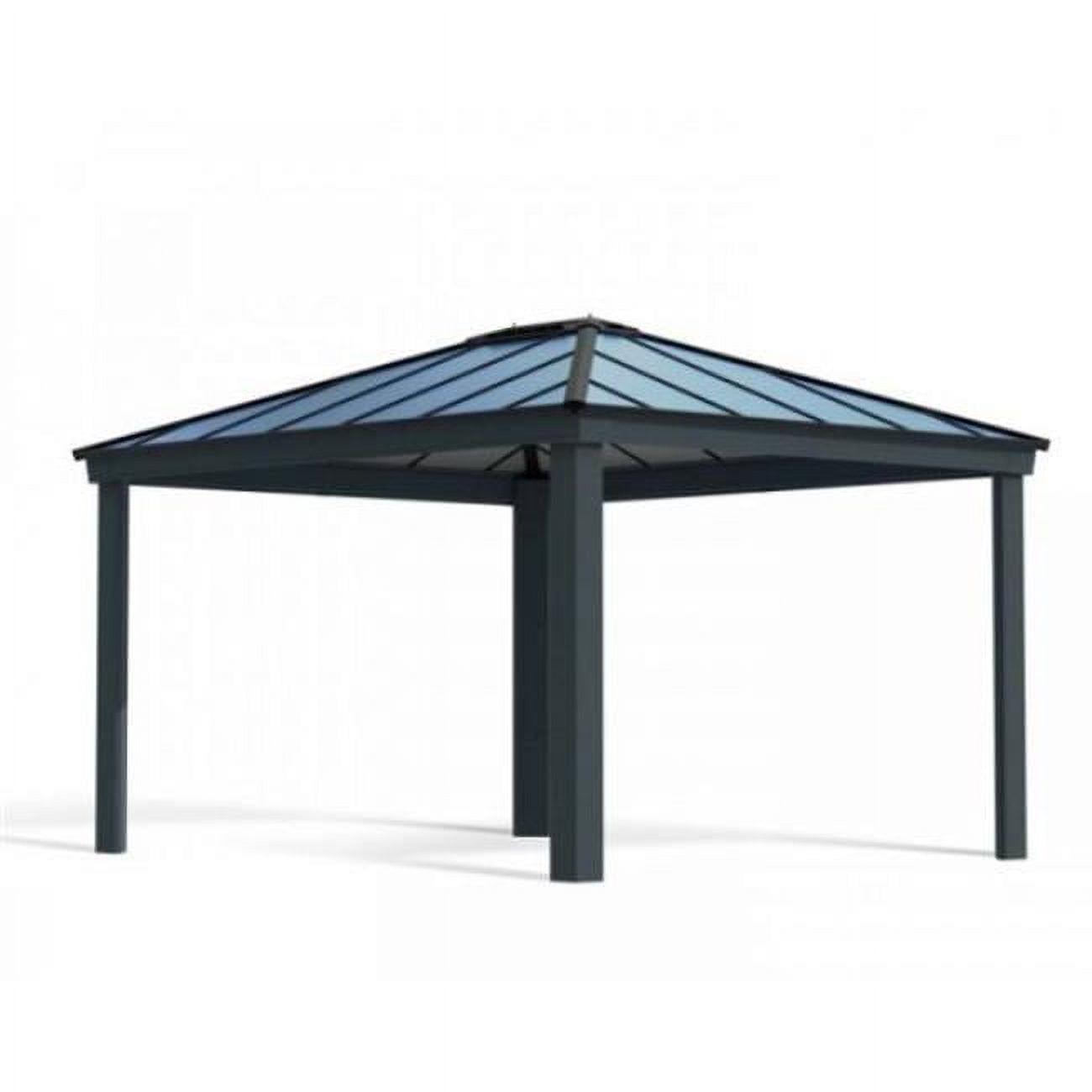 14 x 12 ft Gray Aluminum Hardtop Gazebo with UV Protected Panels