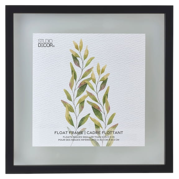Studio Decor 14" x 14" Black Float Picture Frame - Includes Pre-attached Hanging Hardware, Horizontal or Vertical Display - 1 Pack