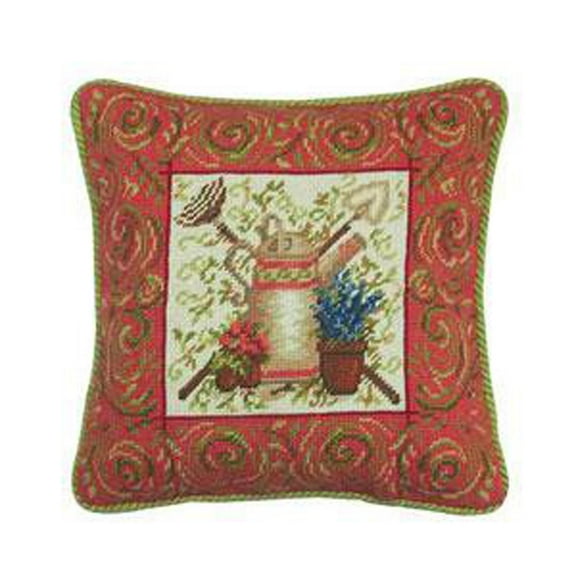 Garden Tools Number 2 Needlepoint Accent Pillow