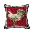 thumbnail image 1 of Red Black & White Rooster Needlepoint Accent Throw Pillow, 1 of 4