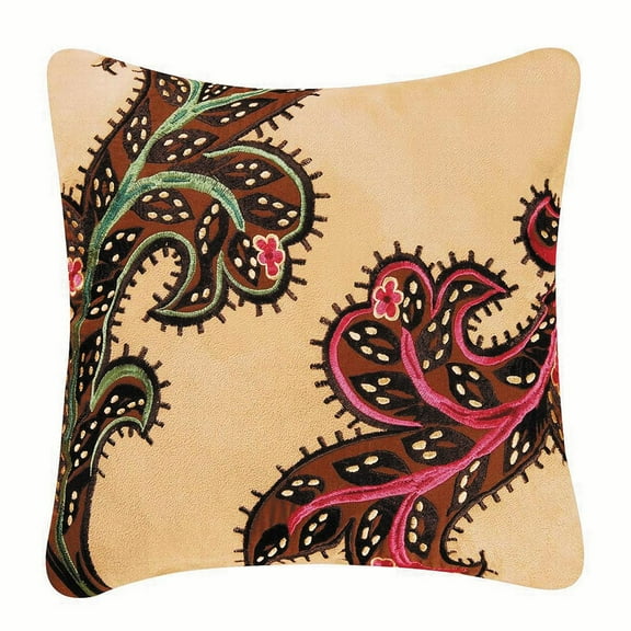 Rustic Damask Embroidered Throw Pillow
