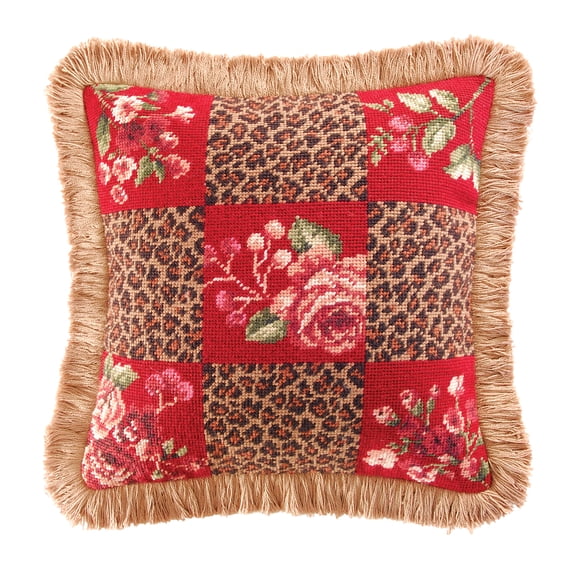 Savannah Check Needlepoint Accent Pillow 14" x 14"