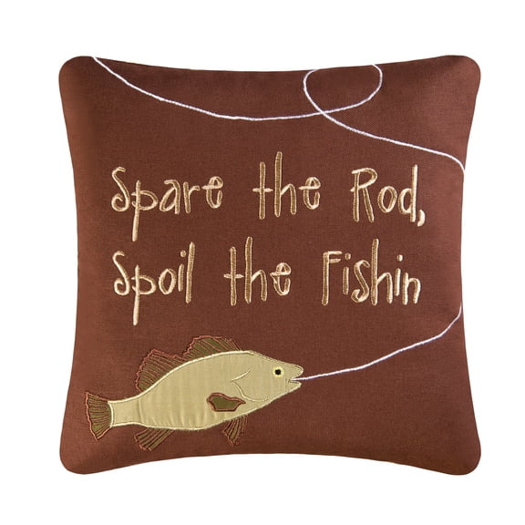 Spoil The Fishin Embroidered Accent Pillow