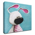 thumbnail image 1 of 14" x 14" The Pink Bunny by Lucia Stewart - Wall Art Print on Canvas Fabric Blue, 1 of 3