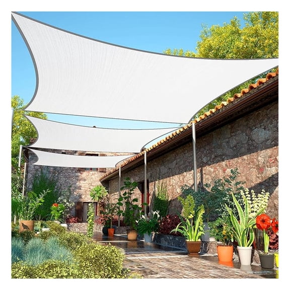 14' x 14' White Sun Shade Sail UPF50 Square Canopy Fabric Cloth Screen smTAPR1418, Water and Air Permeable & UV Resistant, Heavy Duty, Carport Patio Outdoor - (We Customize Size)