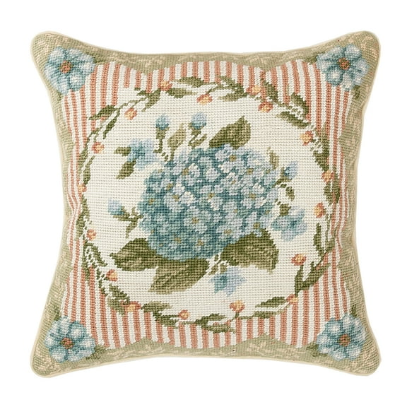 Wild Rose Bouquet Needlepoint Pillow