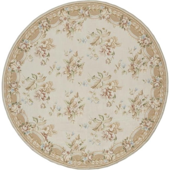 14 x 14 ft. Belfort Flat Woven Round Area Rug - Ivory & Peach