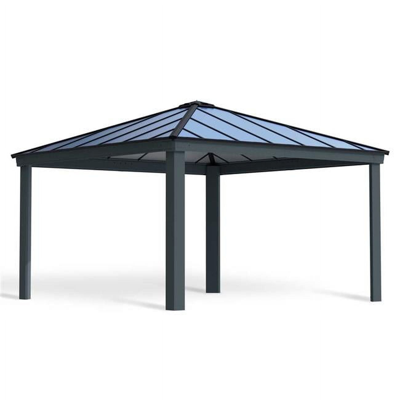 Gray Aluminum and Polycarbonate 14' x 14' Carport Kit