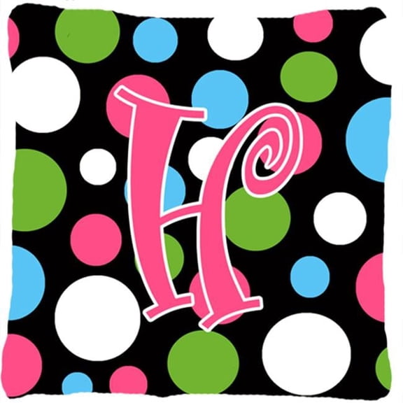 14 x 14 in. Monogram Initial H Polkadots and Pink Fabric Decorative Pillow