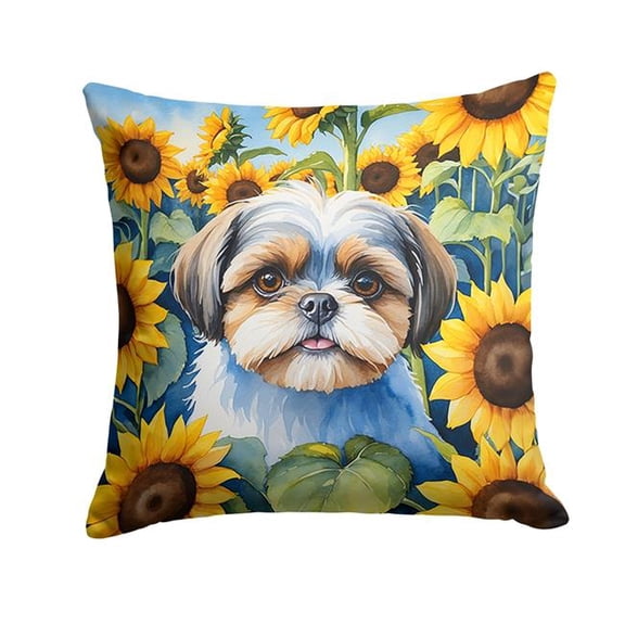 14 x 14 in. Shih Tzu in Sunflowers Throw Pillow