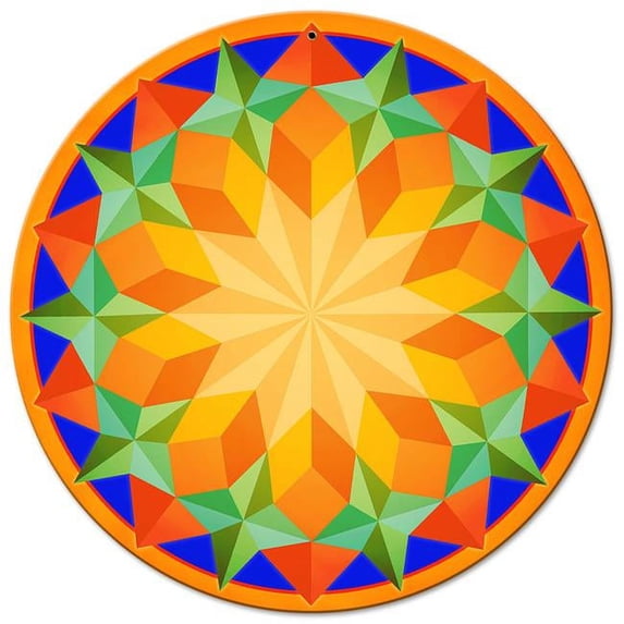 14 x 14 in. Sun Pattern Round Vintage Metal Sign