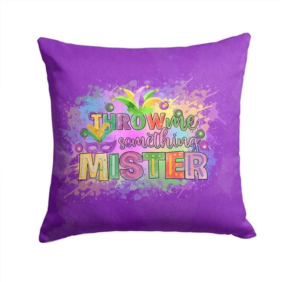 14 x 14 in. Unisex Throw Me Somethin Mister Mardi Gras Fabric Decorative Pillow