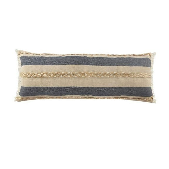 14 x 14 x 36 in. Blue Coastal Zippered Jute Throw Pillow - Set of 2